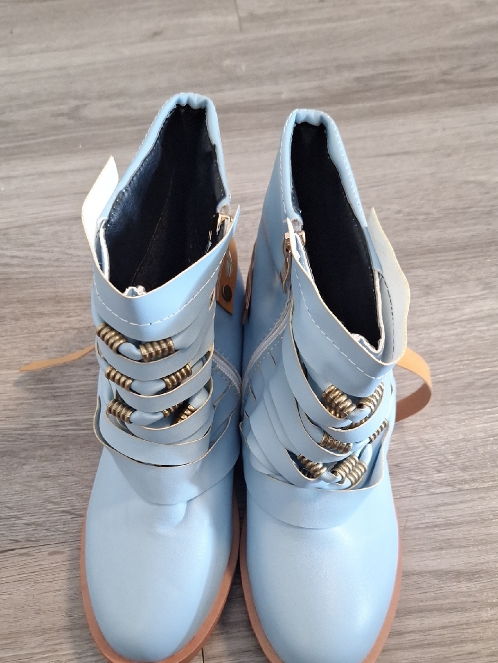 Dahongma Stylish Light Blue Women's Fashion Ankle Boots
